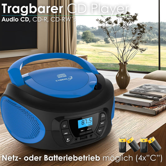 Tragbarer CD-Player mit USB, Cobalt Blue
