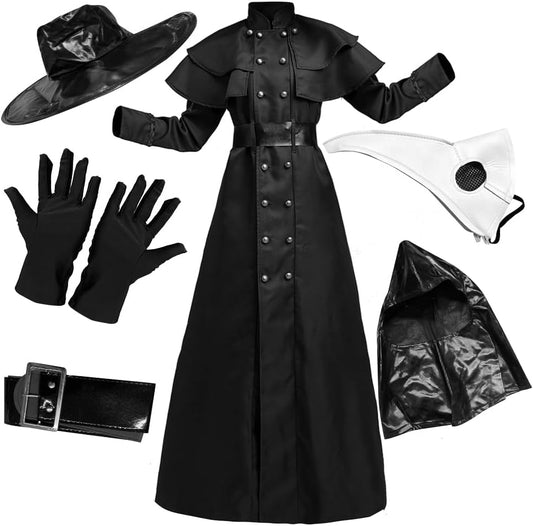 Mittelalter Steampunk Pest-Doktor, XL Schwarz