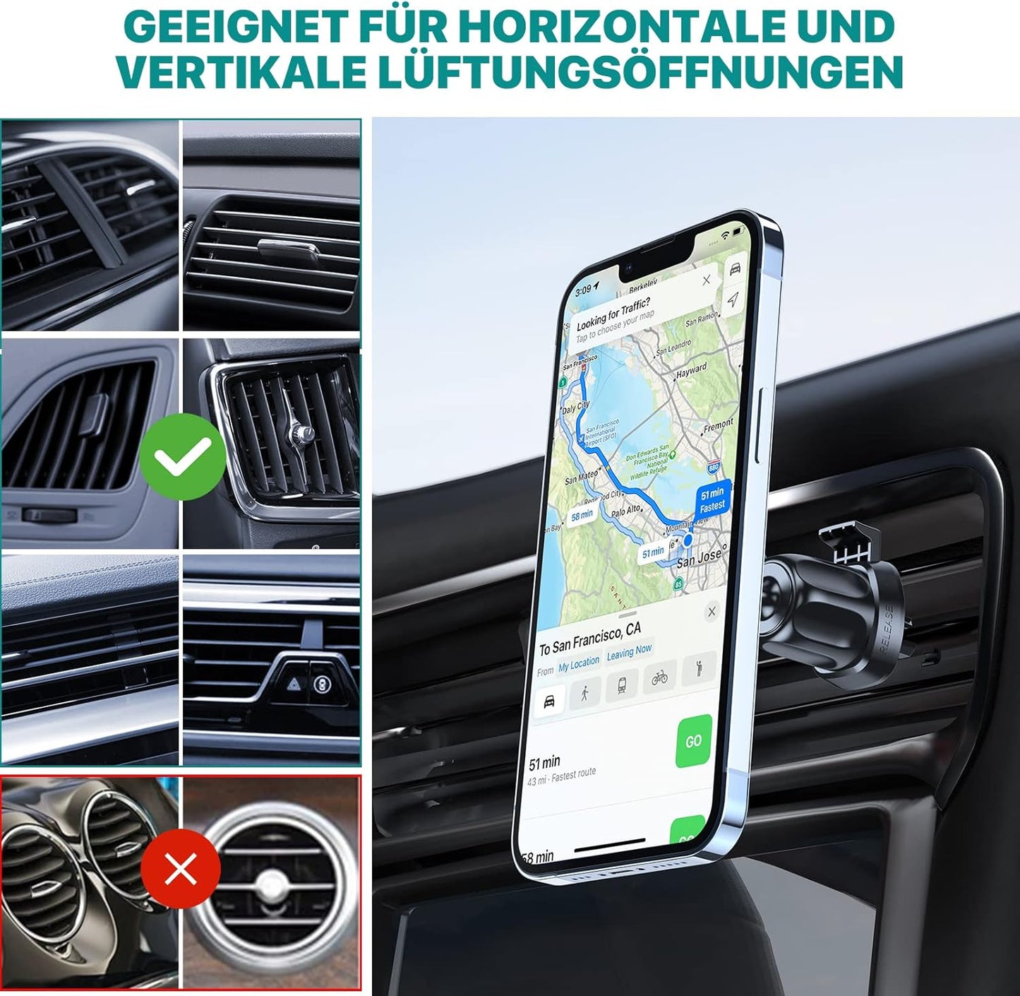Magnetische Handyhalterung für Auto-Lüftung (360°)