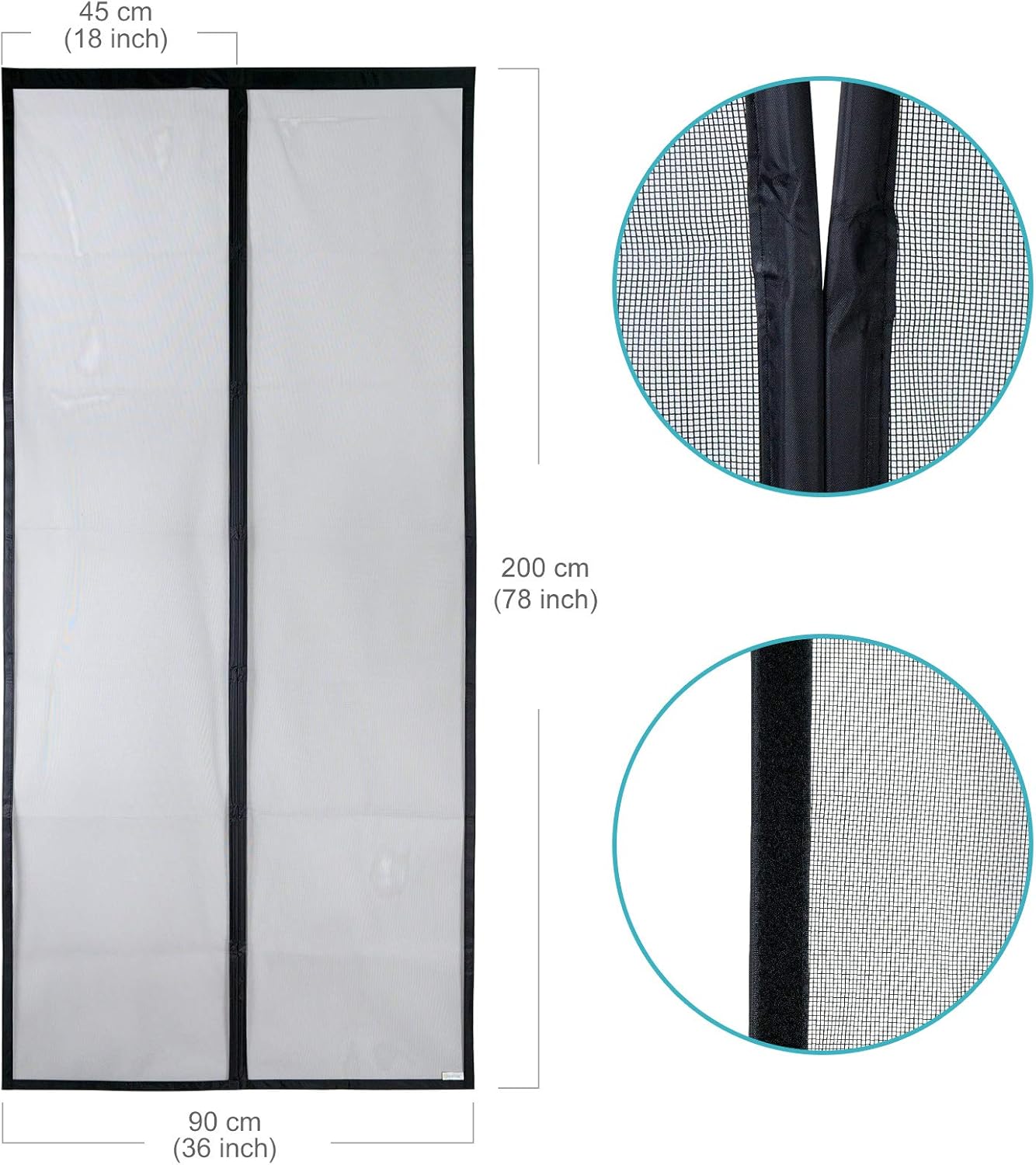Magnet Fliegengitter Tür, 90x200 cm Schwarz