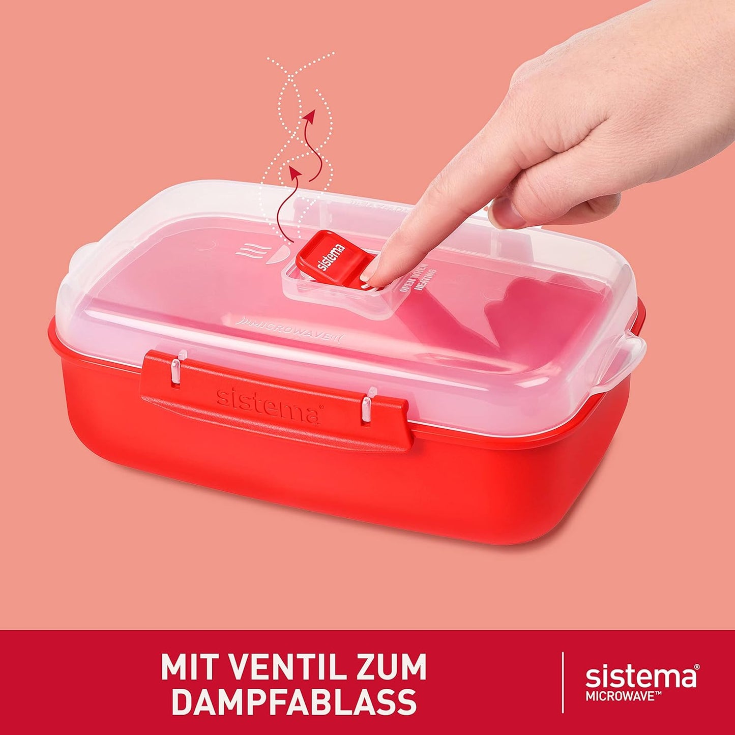 Microwave-Heat & Eat Frischhaltedosen Set, 2x 1.25 Litre + 2x 525 ml Rot