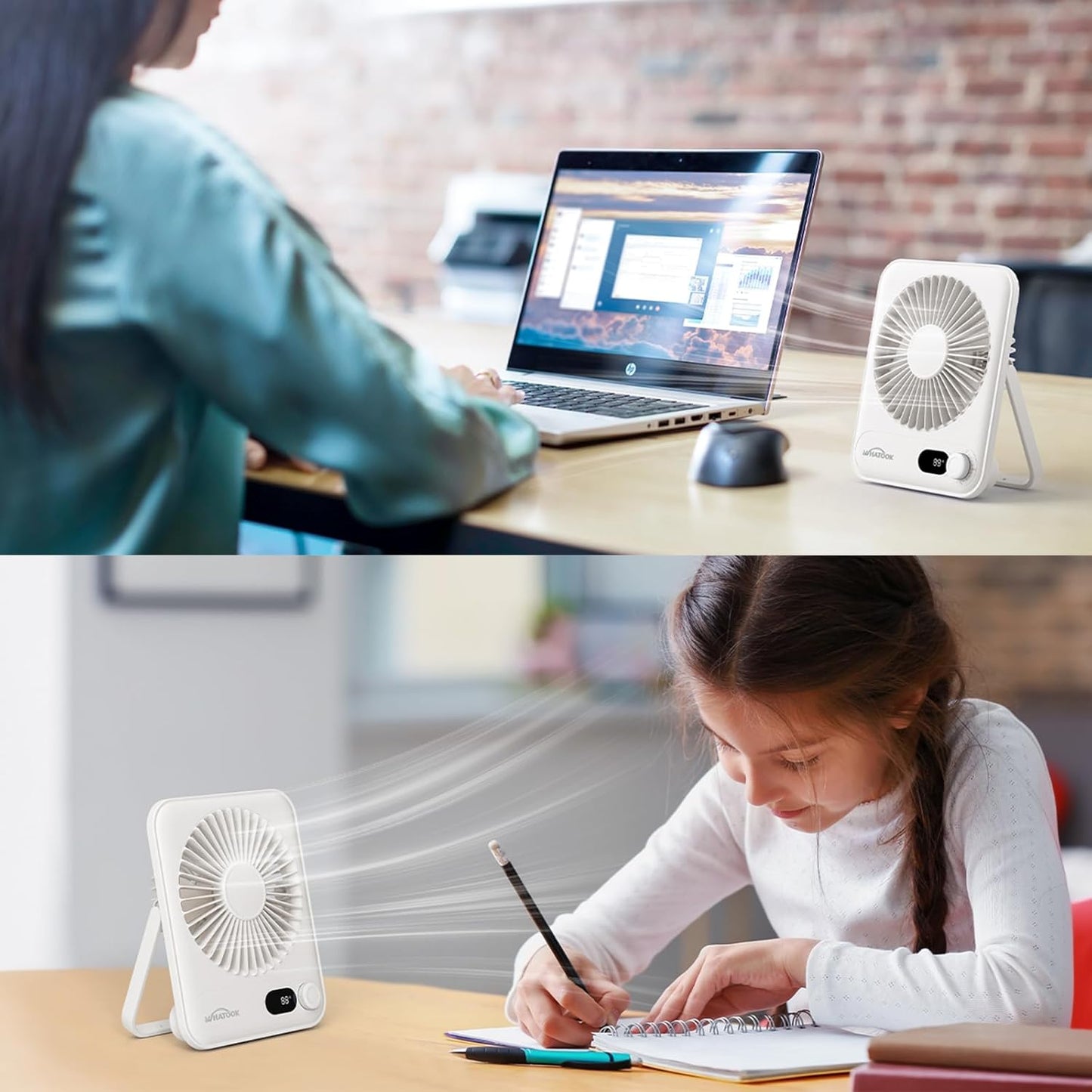 USB-Tischventilator, 2000mAh Weiß