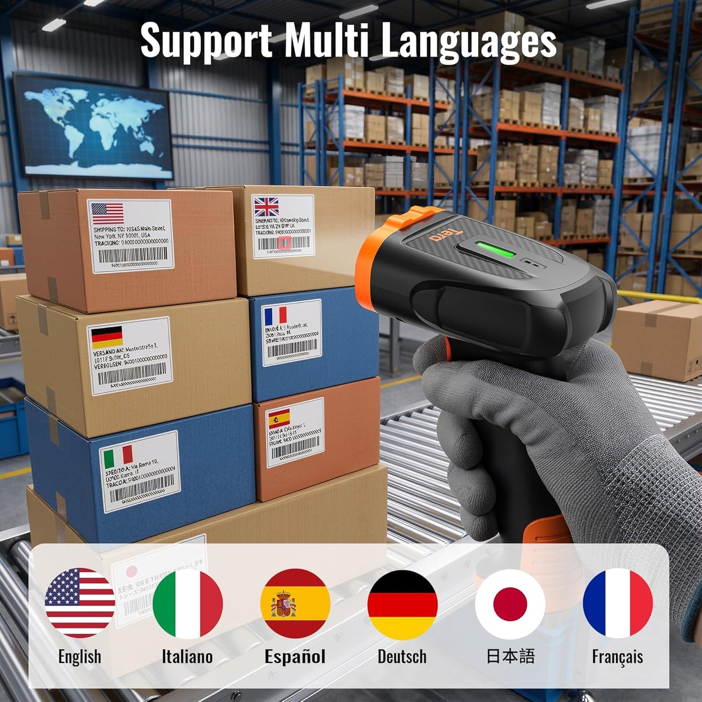 Kabelloser Barcode-Scanner D5300 für 1D, 2D und QR, Orange