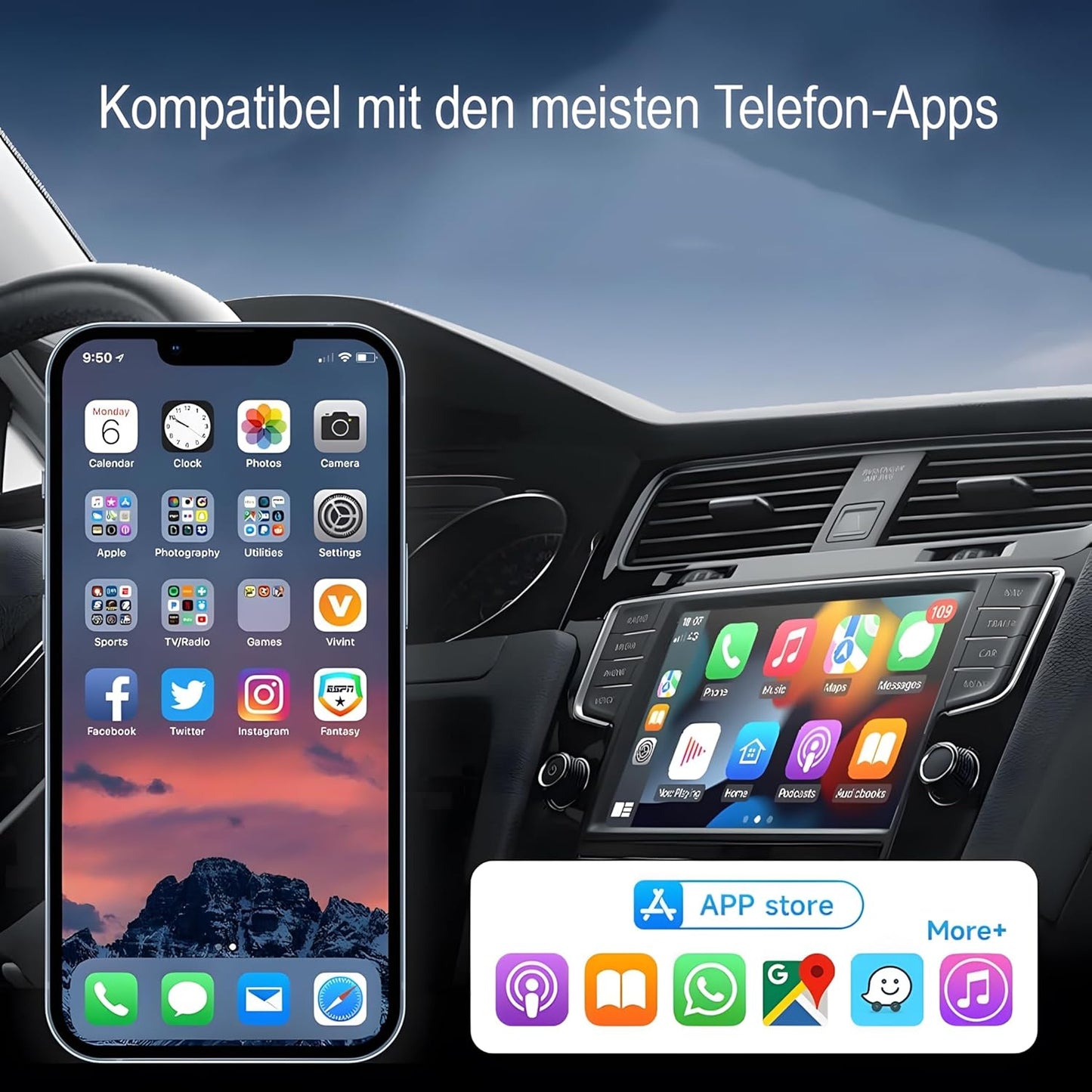 Wireless CarPlay & Android Auto Adapter, 2-in-1 Adapter