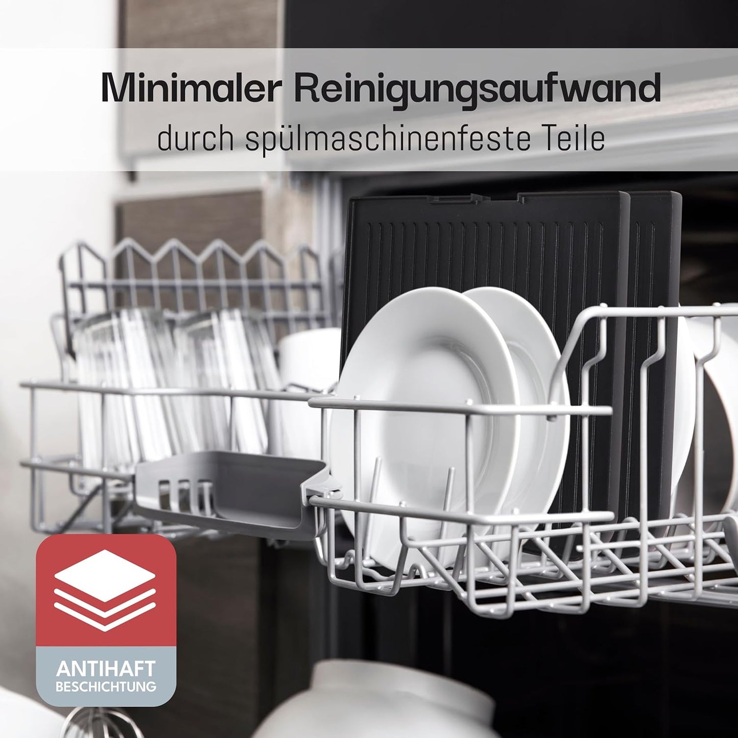 Elektro Tischgrill mit Grillzange & Spritzschutz