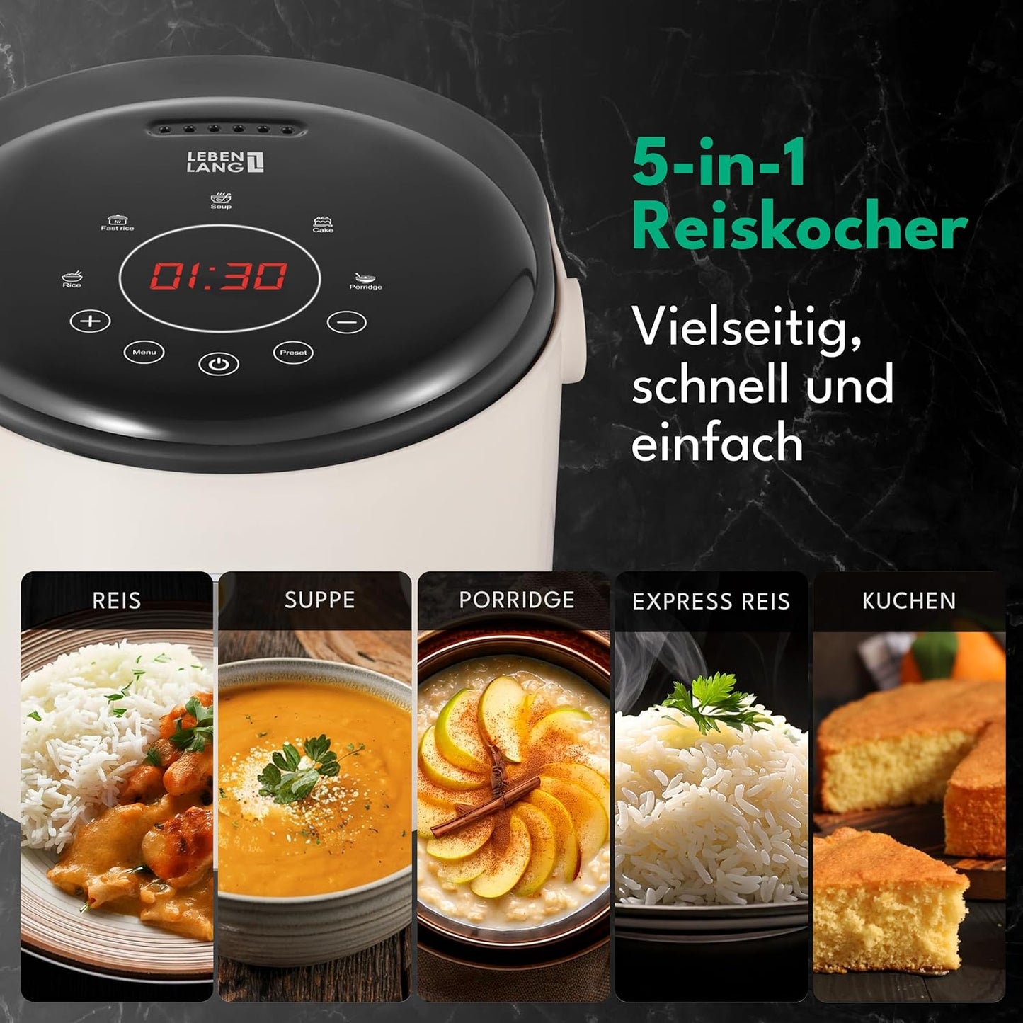 Reiskocher mit Timer & Warmhaltefunktion