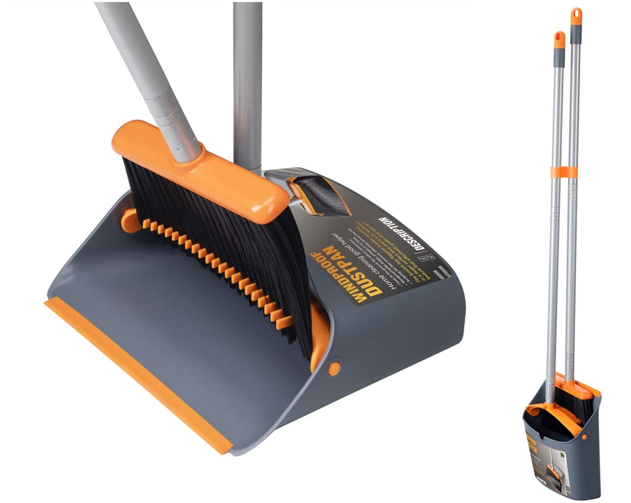 Besen und Kehrschaufel Set, Orange