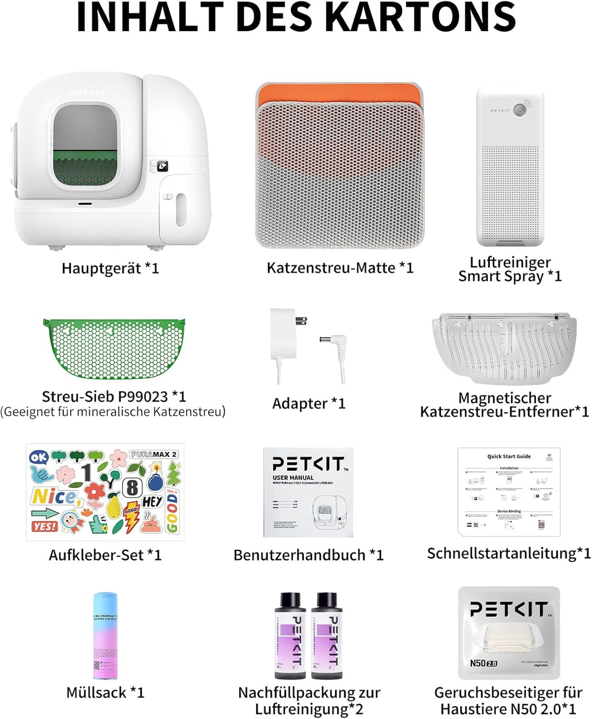 Pura Max 2 selbstreinigende Katzentoilette mit App-Steuerung, T4-2 Inklusive Deodorant-Spray