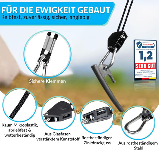 Seilratschen-Set mit Haken, 4 Stück
