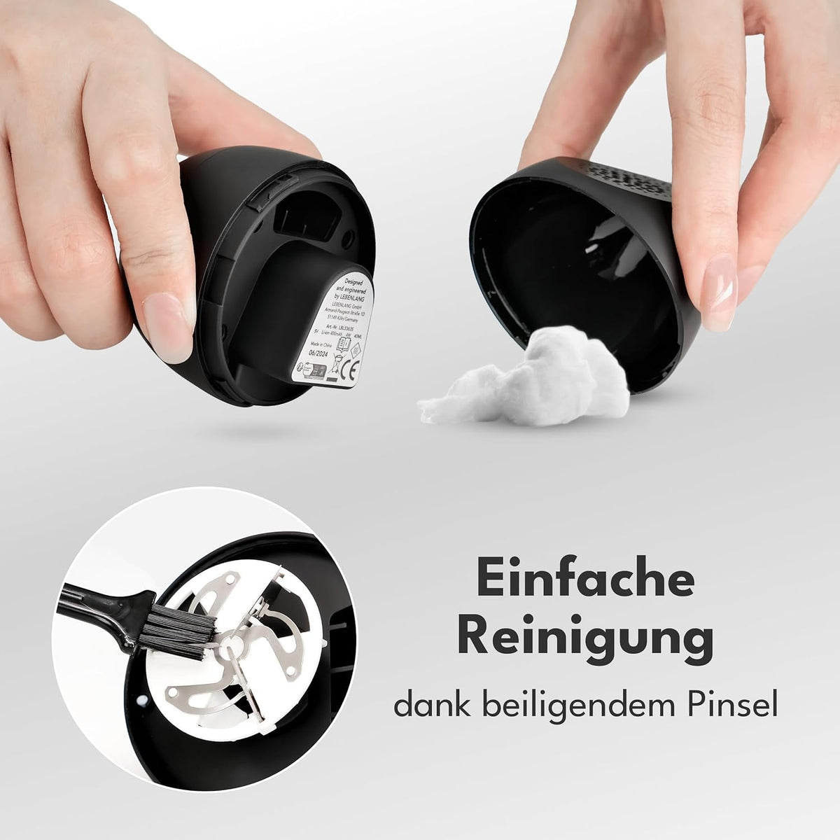 Mini Fusselentferner mit Ersatzklingen & Reinigungspinsel, Schwarz - 400mah