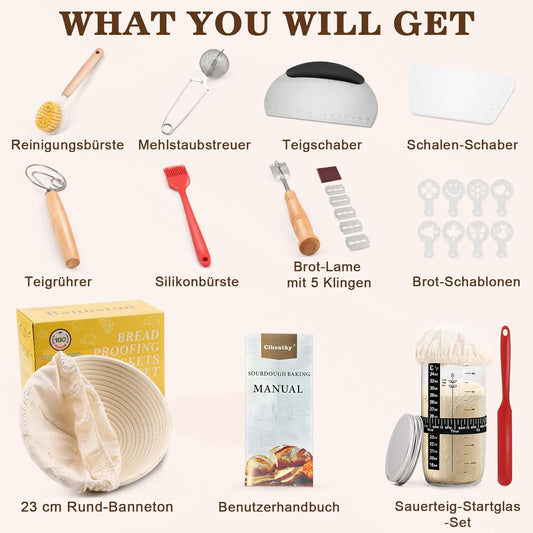 11-teiliges Sauerteig Starter-Set, Rundes Geschenkset