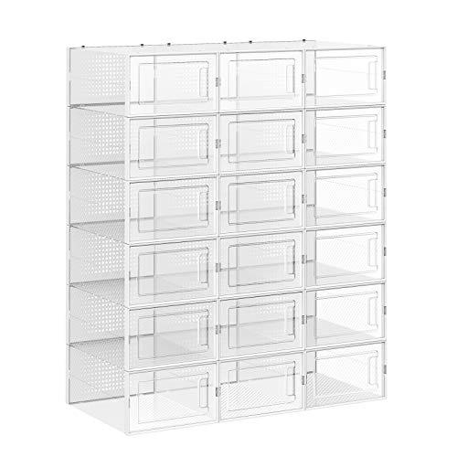 18er Set Aufbewahrungsboxen für Schuhe, weiss, transparent