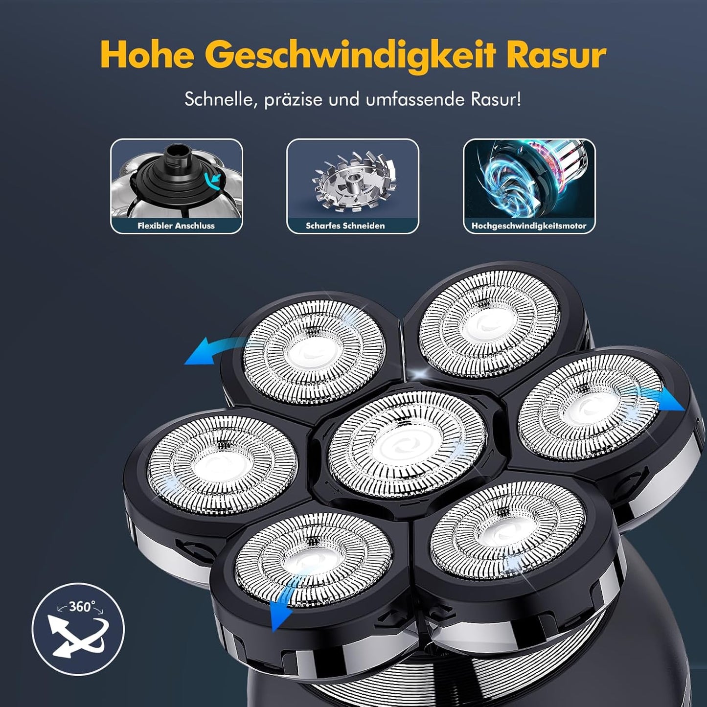 6-in-1 Kopfrasierer, 7d Schwarz