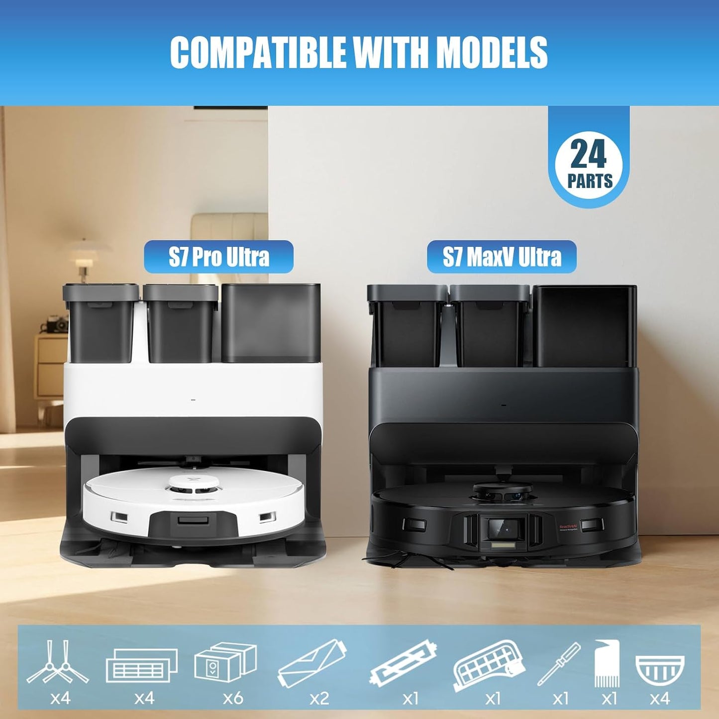 24-teiliges Zubehör-Set für Roborock S7 MaxV Ultra, Für S7 Maxv Ultra