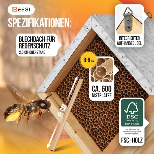 Bienenhotel mit Metalldach