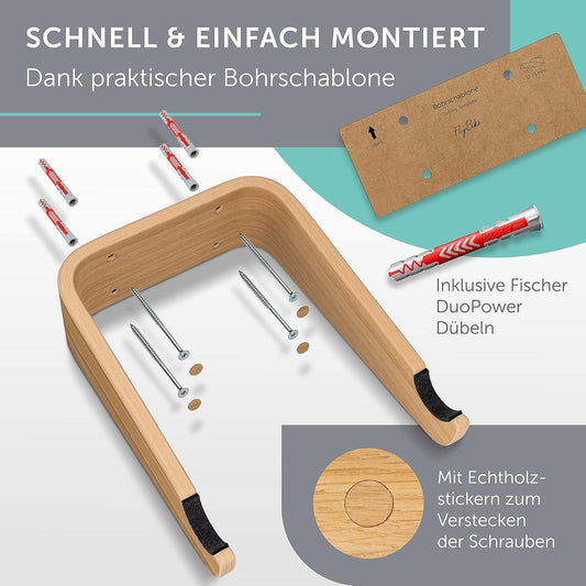 FlyBike M Velowandhalterung, M (bis 62cm Lenkerbreite) Eiche | Anthrazit