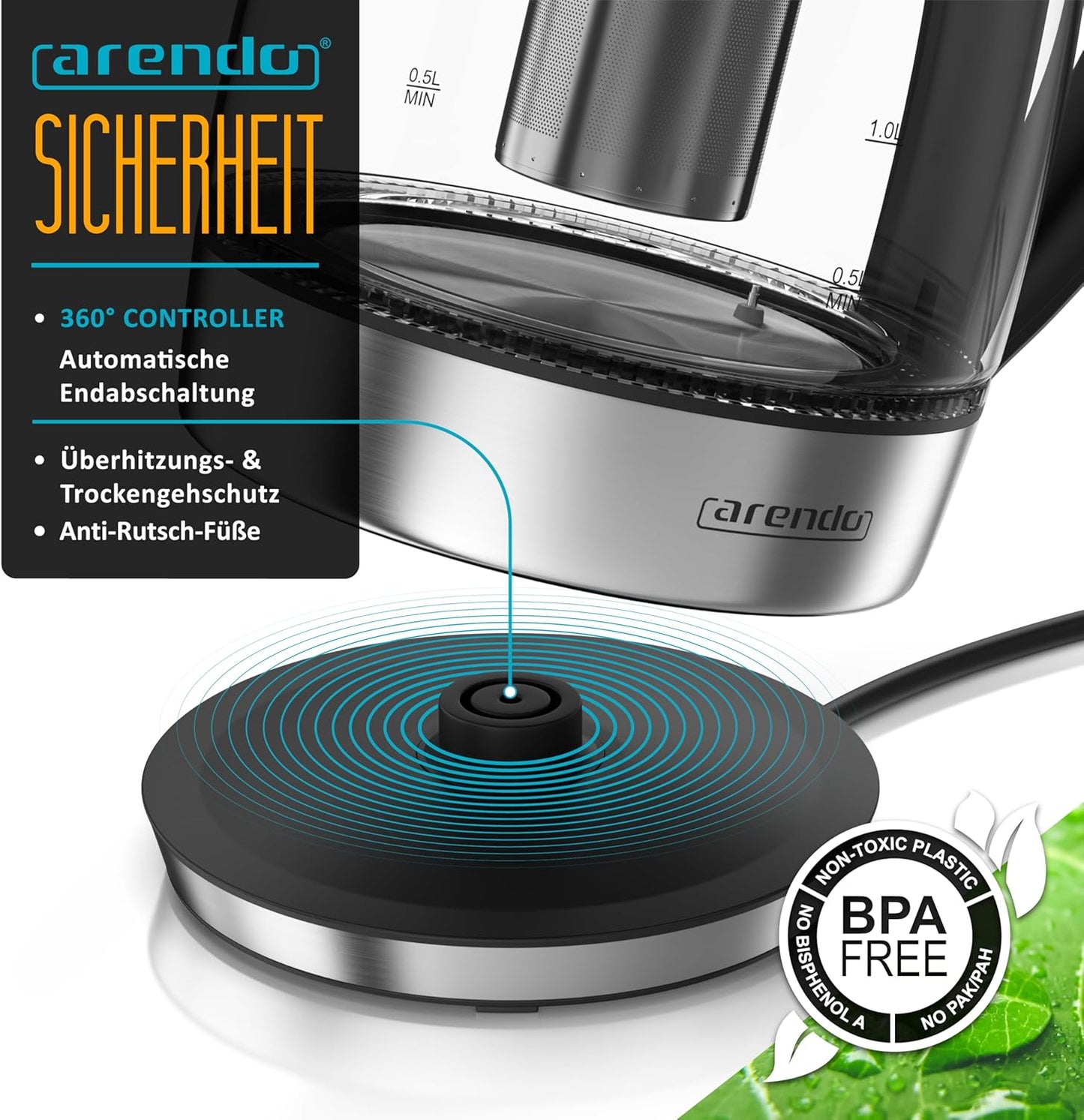 Wasserkocher Prime Tea Typ 2 mit Temperatureinstellung, LED Beleuchtung & Teesieb