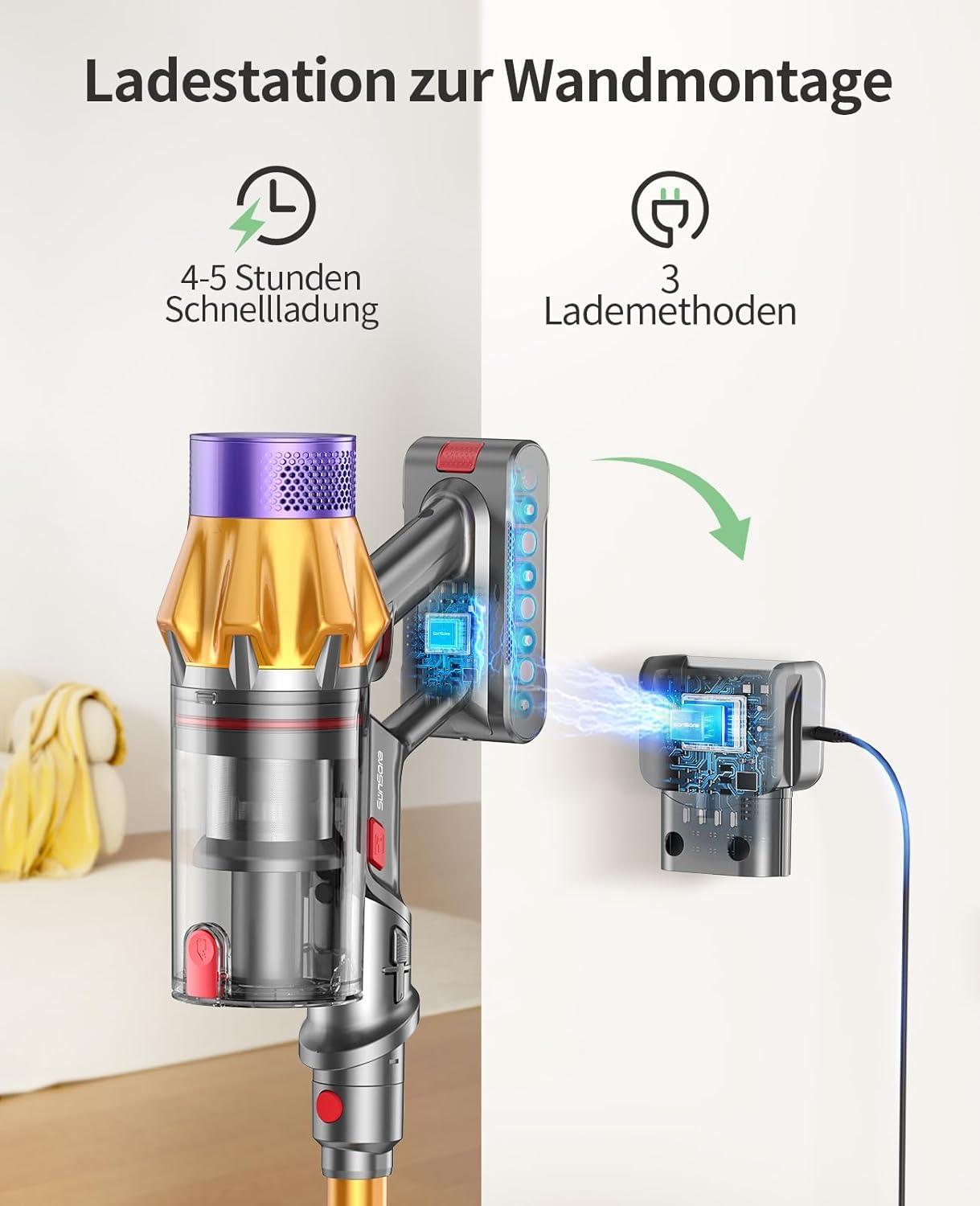 Kabelloser Akkustaubsauger mit Beleuchtung