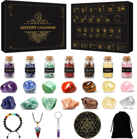 Adventskalender mit Edelsteinen und Kristallen