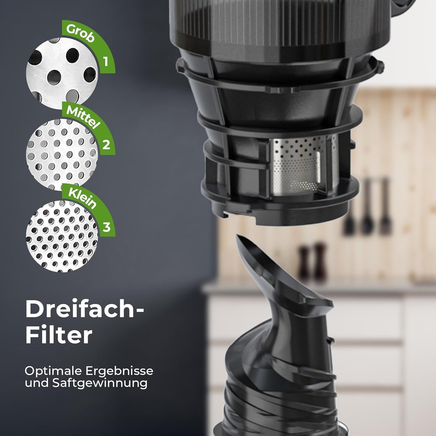Slow Juicer Entsafter mit grosser Öffnung (300 Watt), ES-01P