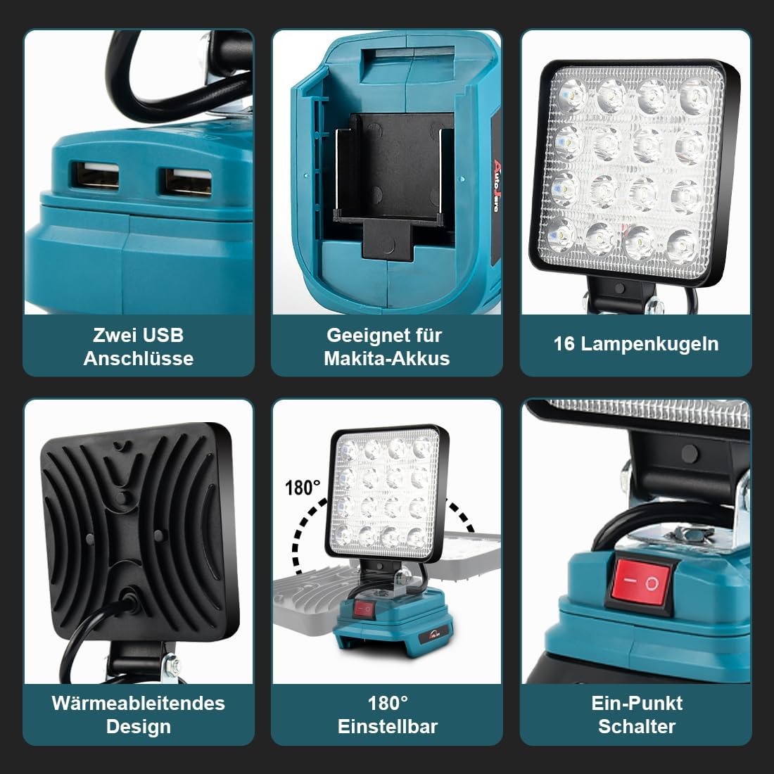 Akku LED Arbeitsleuchte für Makita, 4 zoll 2