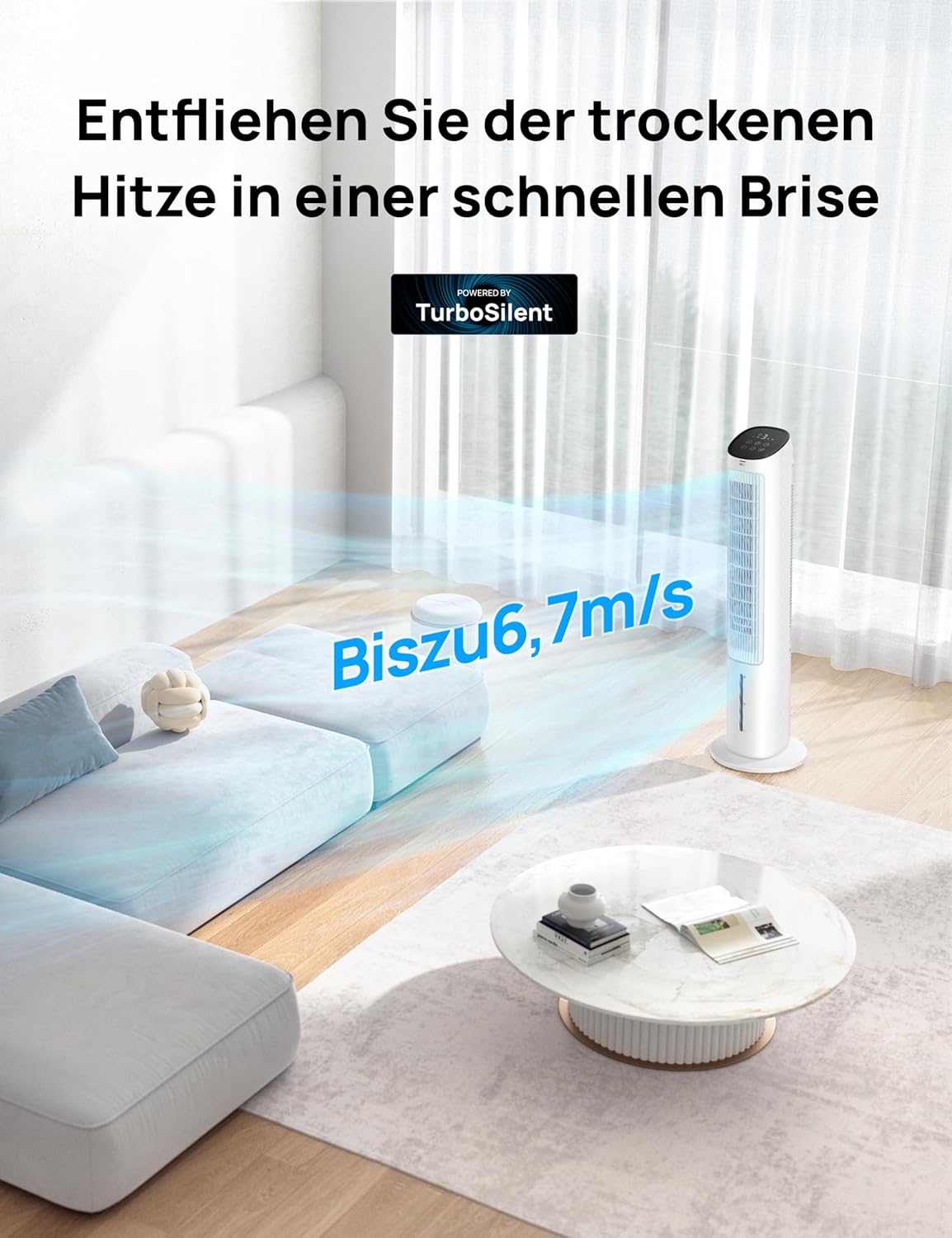 Turmventilator mit Kühlung