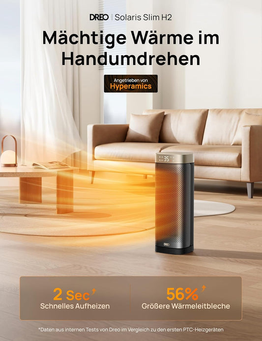 Solaris Slim H2 Heizlüfter mit Thermostat, Gold