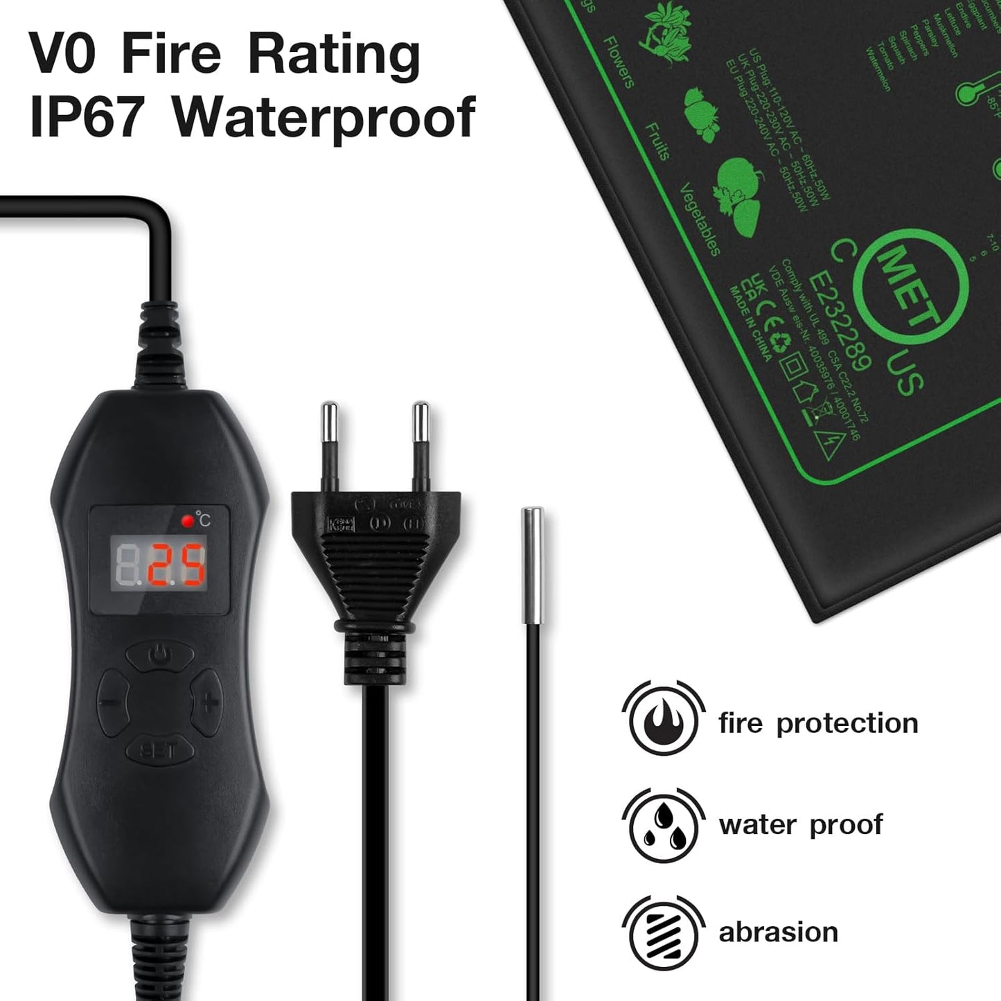 Heizmatte mit Thermostat, 25x52cm - 1er Pack