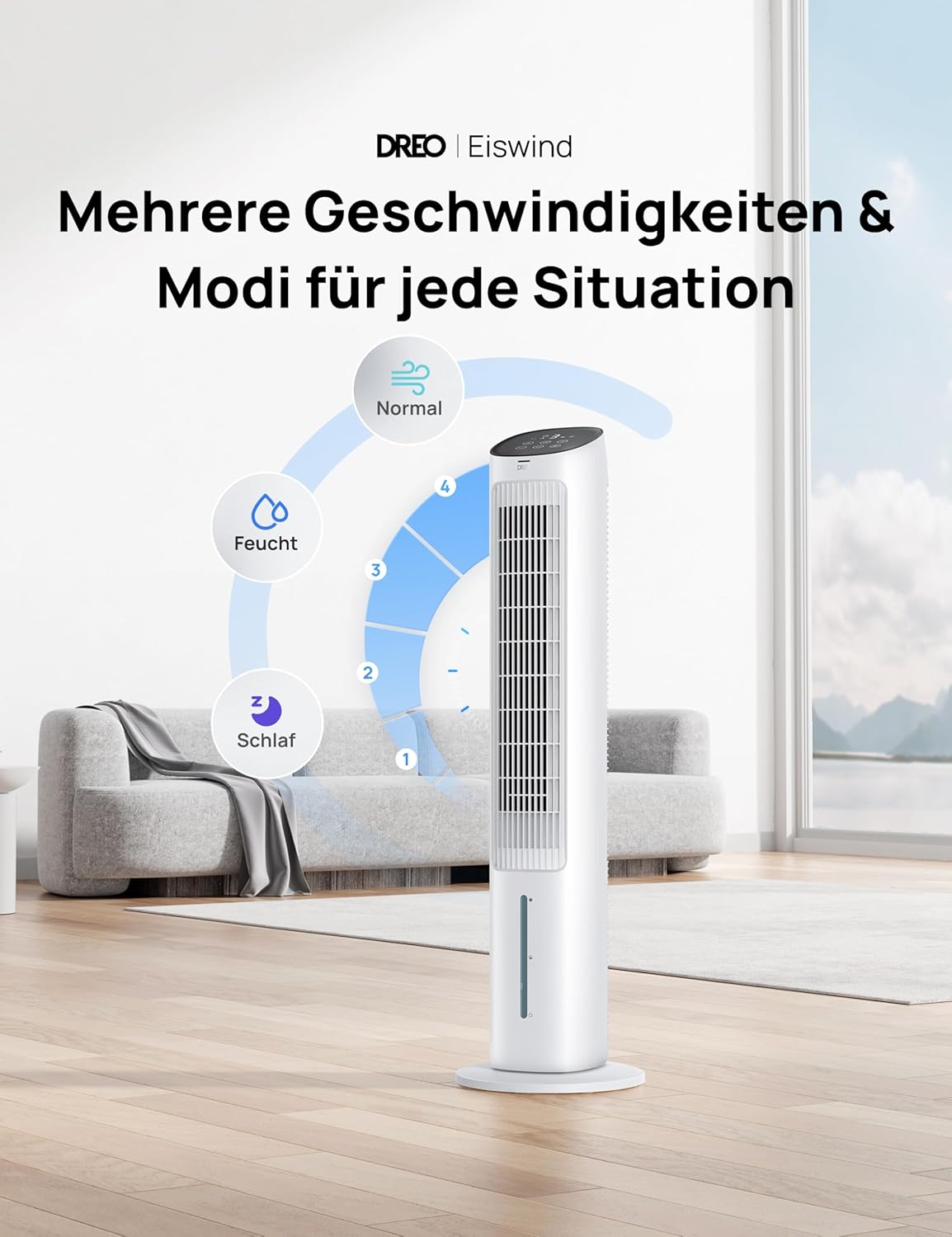 Turmventilator mit Kühlung