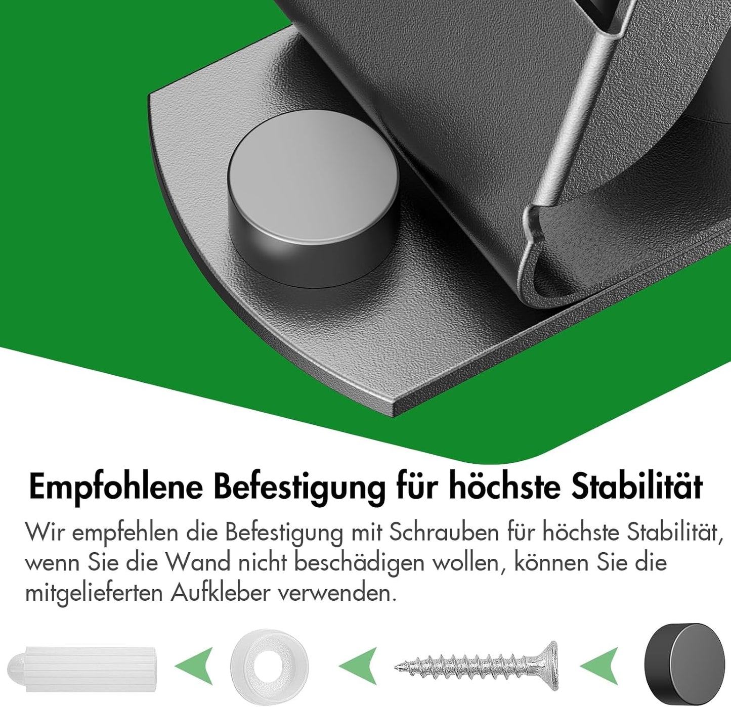 Besenhalterung mit 5 Halter und 4 Haken, L Schwarz