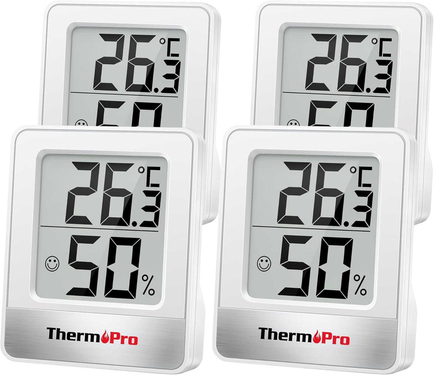 4er-Set Raumthermometer TP49W-4, Weiss 4er Set