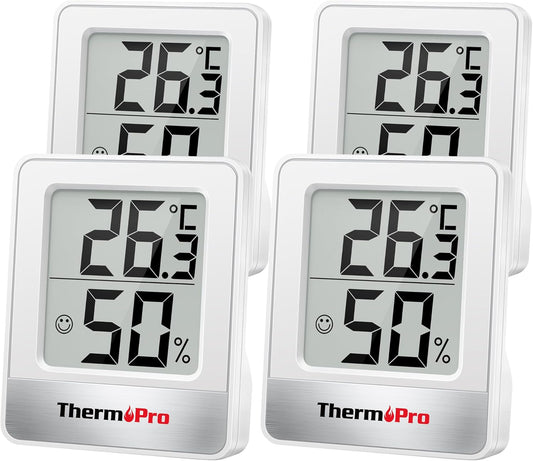 4er-Set Raumthermometer TP49W-4, Weiss 4er Set