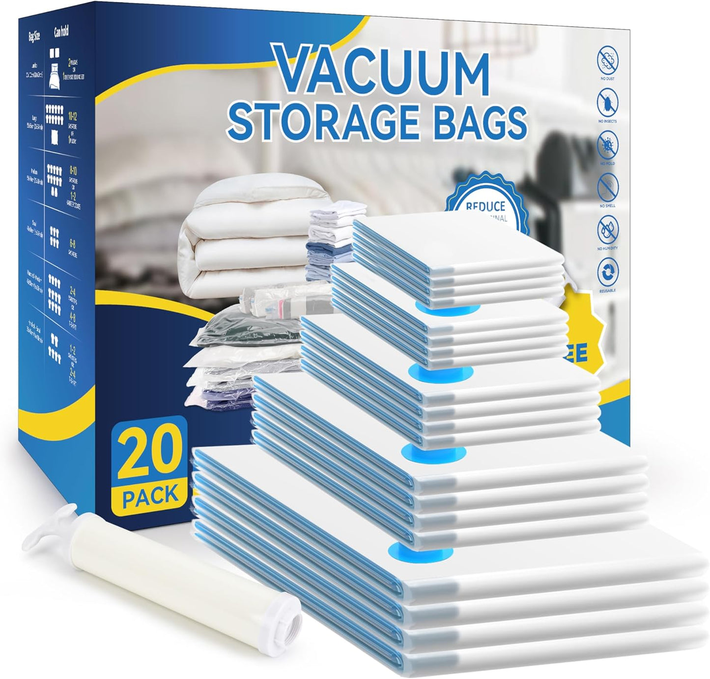 Vakuumbeutel-Set für Kleidung (20 Stück), Mehrere ; 20 Stück