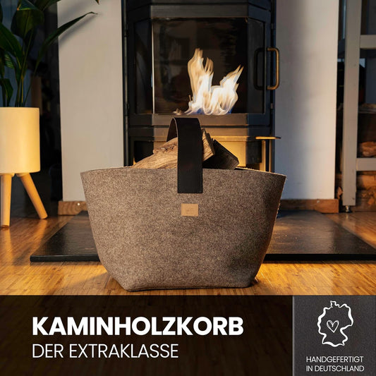 Kaminholzkorb, Beige