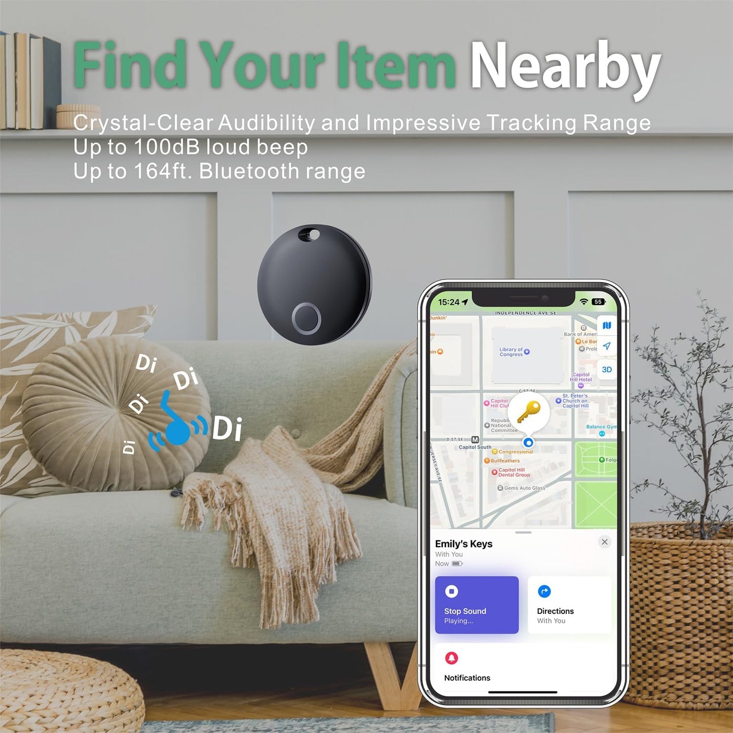 4er-Pack Smart Tag Pro - Koffer- und Schlüsselfinder, 4er Pack Schwarz
