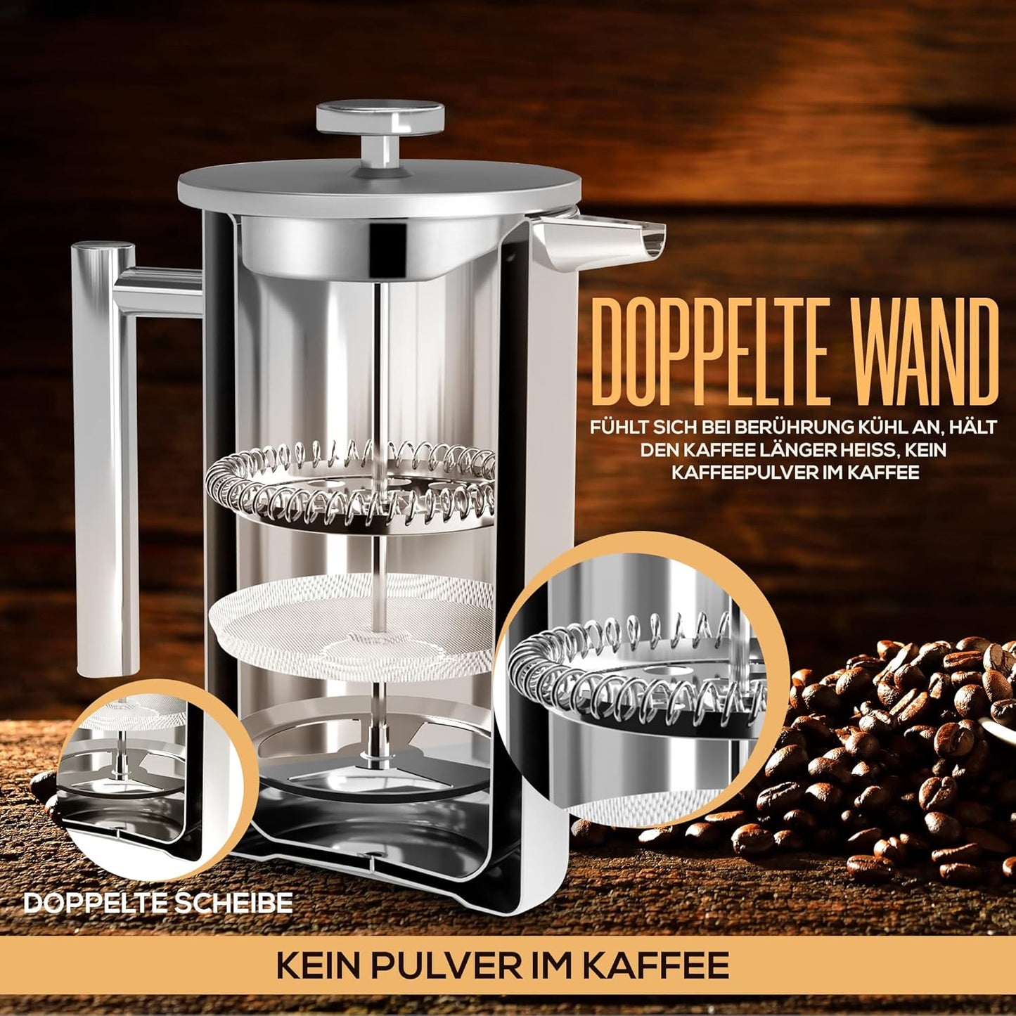 French Press für 8 Tassen, 1 Liter