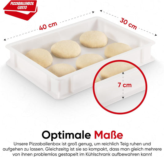 Pizzaballenbox für Pizzateig (2 Boxen + 1 Deckel), 2 x Gusto mit 1 Deckel