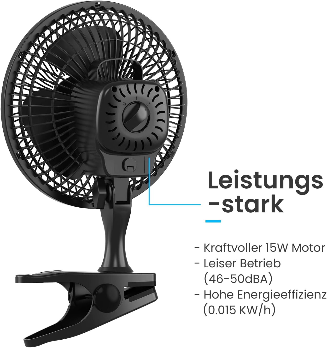 Mini-Ventilator mit Clip, Schwarz