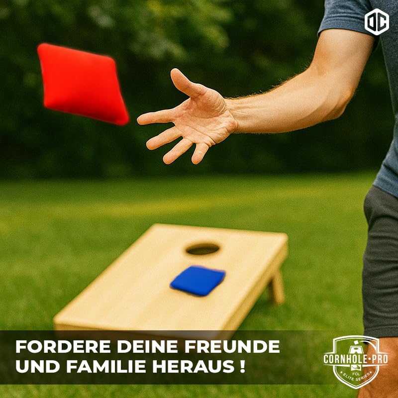 9-teiliges Cornhole Set, Cornhole Tasche - Blaue und Rote