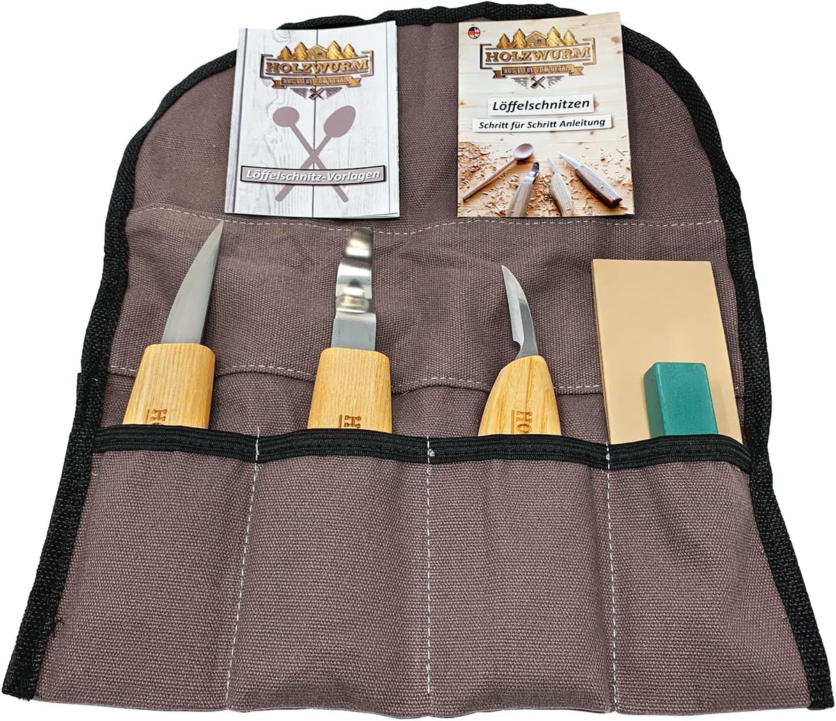 Schnitzmesser-Set mit Tasche und Anleitung, Hell
