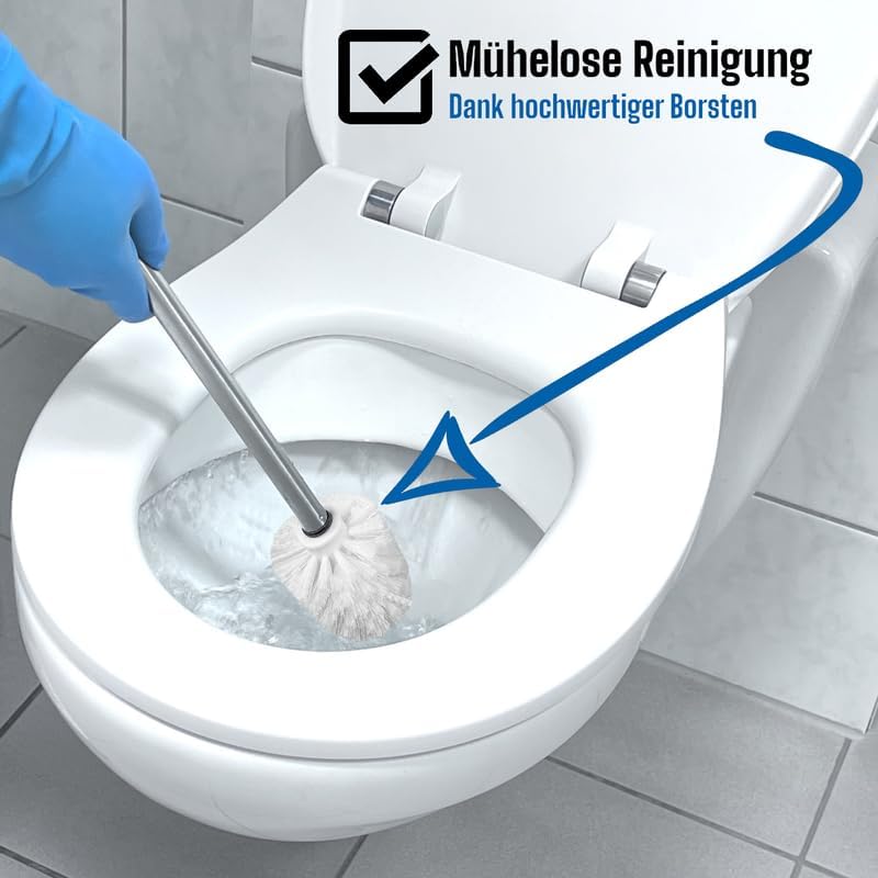 Ersatz WC-Bürstenkopf-Set, 10 Bürsten & 2 Griffe, 10 Bürsten/2 Griffe Weiss