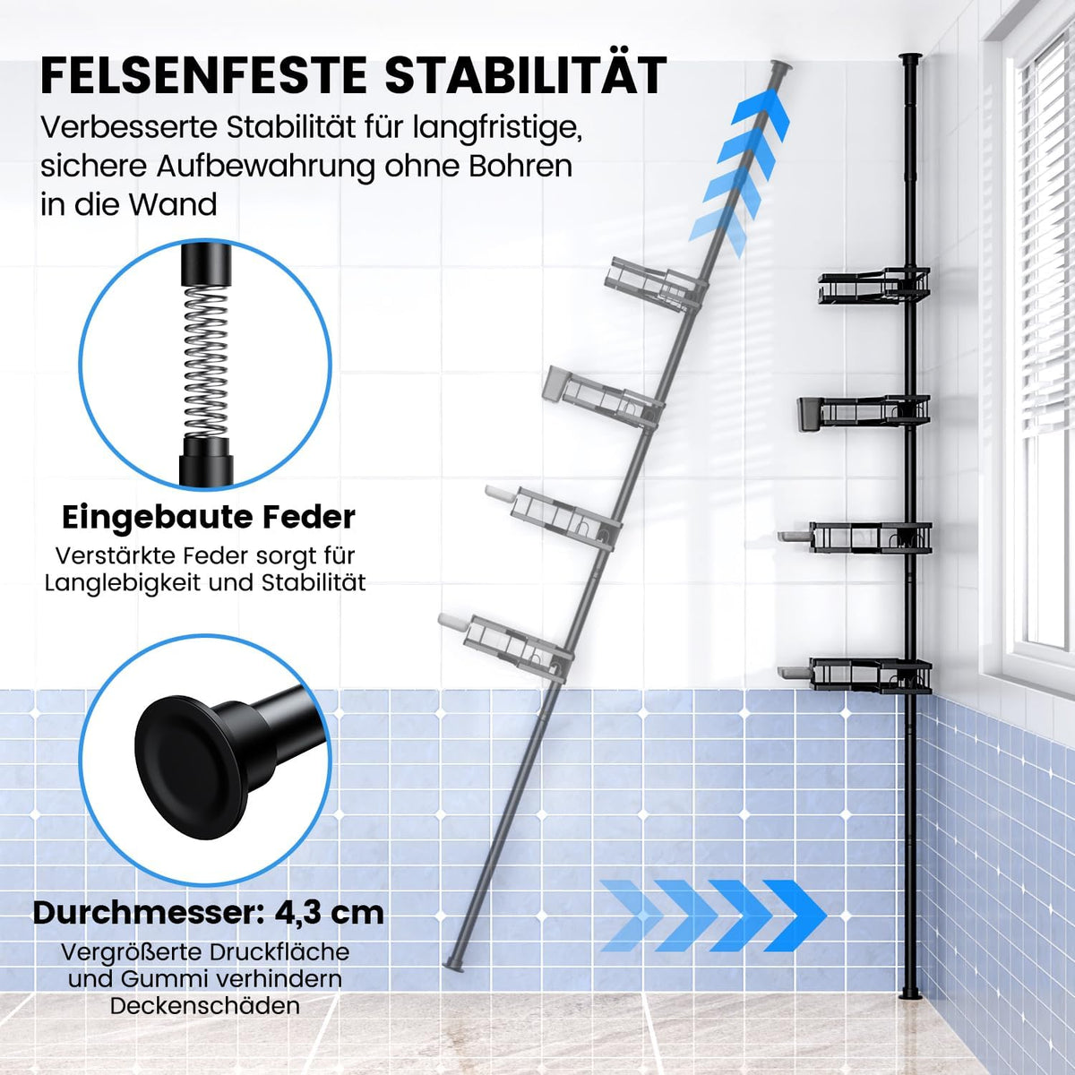 Verstellbares Duschregal mit 4 Etagen