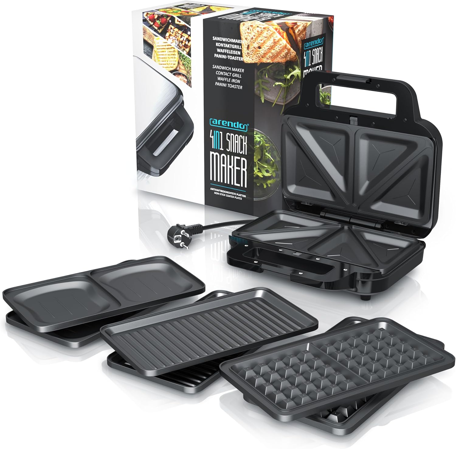4 in 1 Sandwichmaker mit Wechselplatten