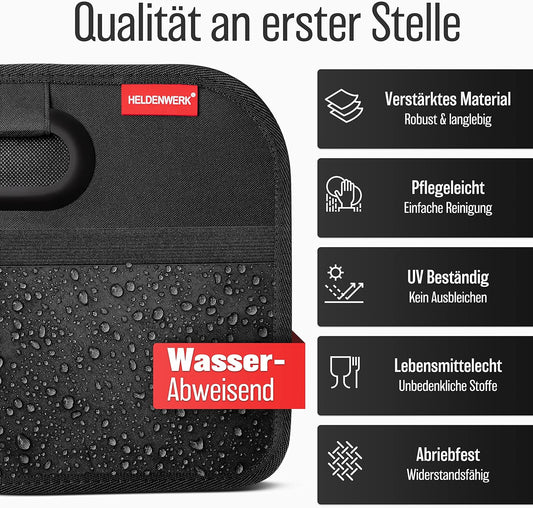 Faltbare Kofferraumtasche mit Anti-Rutsch-Klett, Schwarz