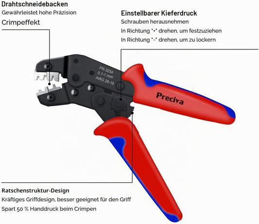 Crimpzangen mit Steckverbindern, 0.1-1 mm² Set