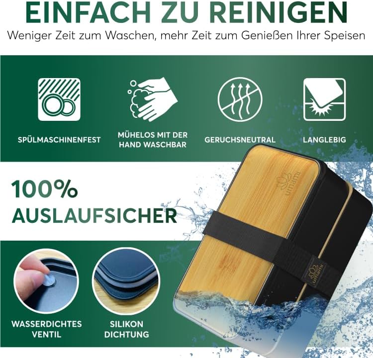 Bento Box, Schwarz & Tan, L - 1200 ml