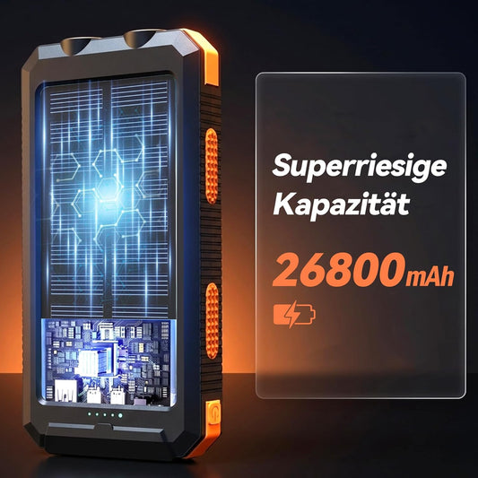 Solar Powerbank 26800 mAh mit USB-C, Dunkelorange