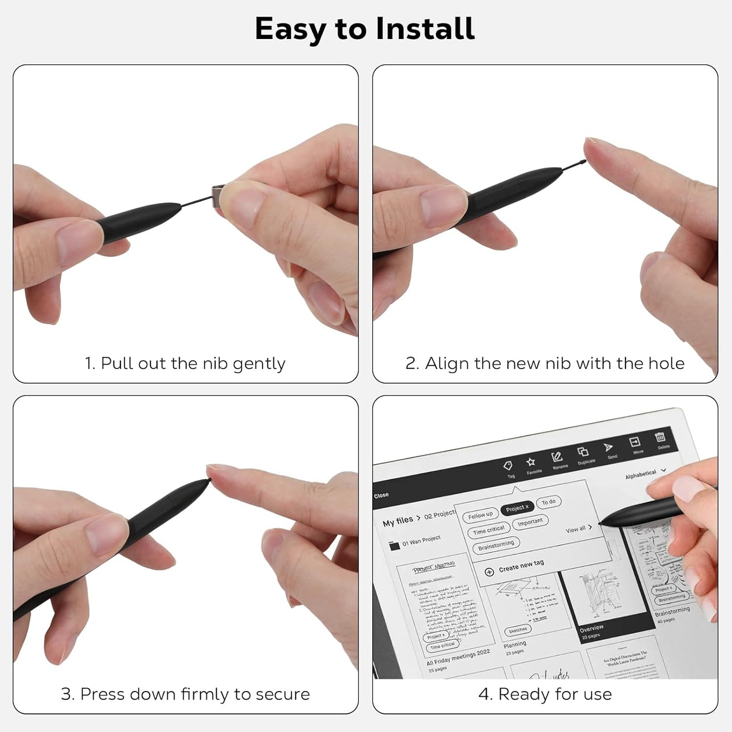 Digitaler Stift für Remarkable 2, Schwarz