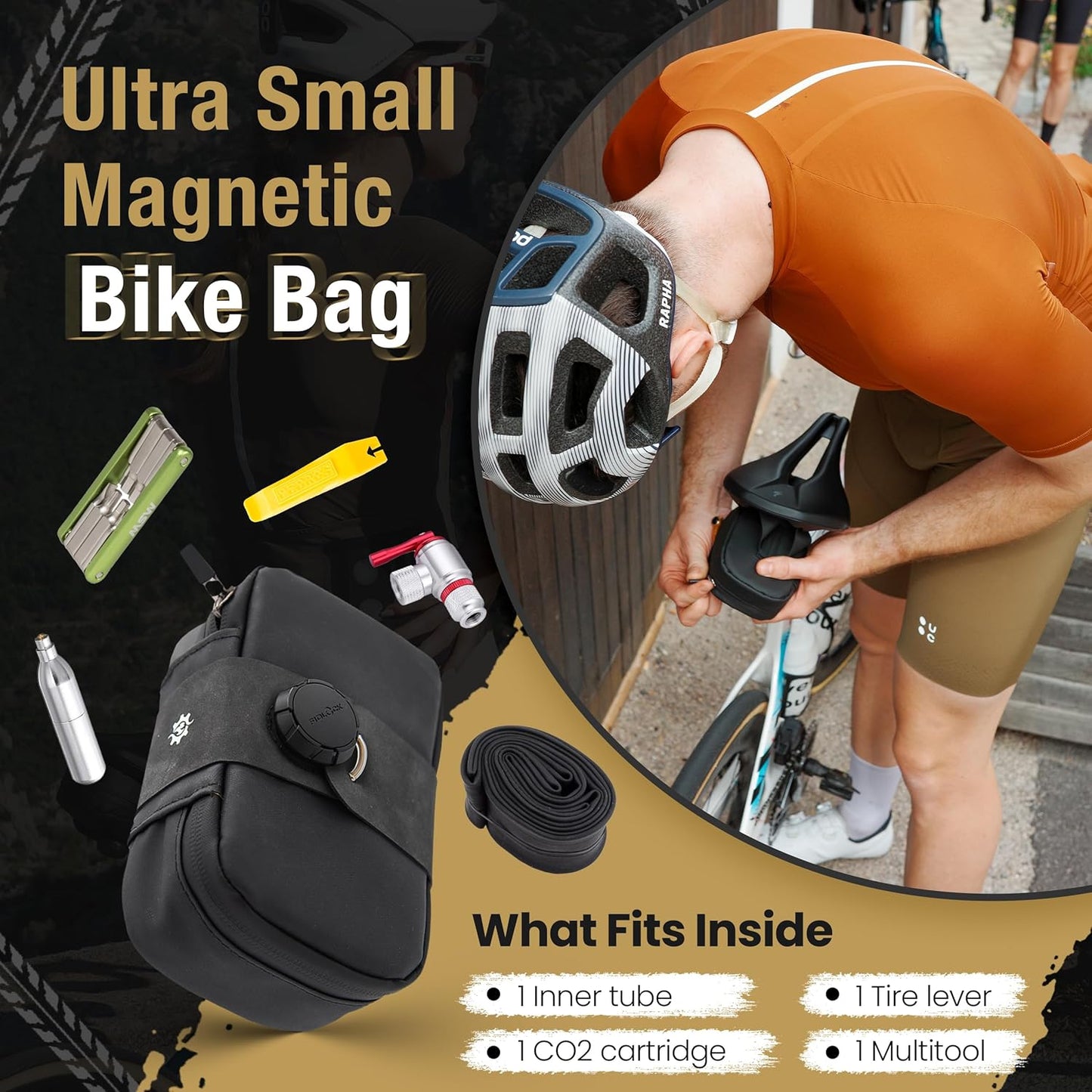 Magnetische Satteltasche, Schwarz S