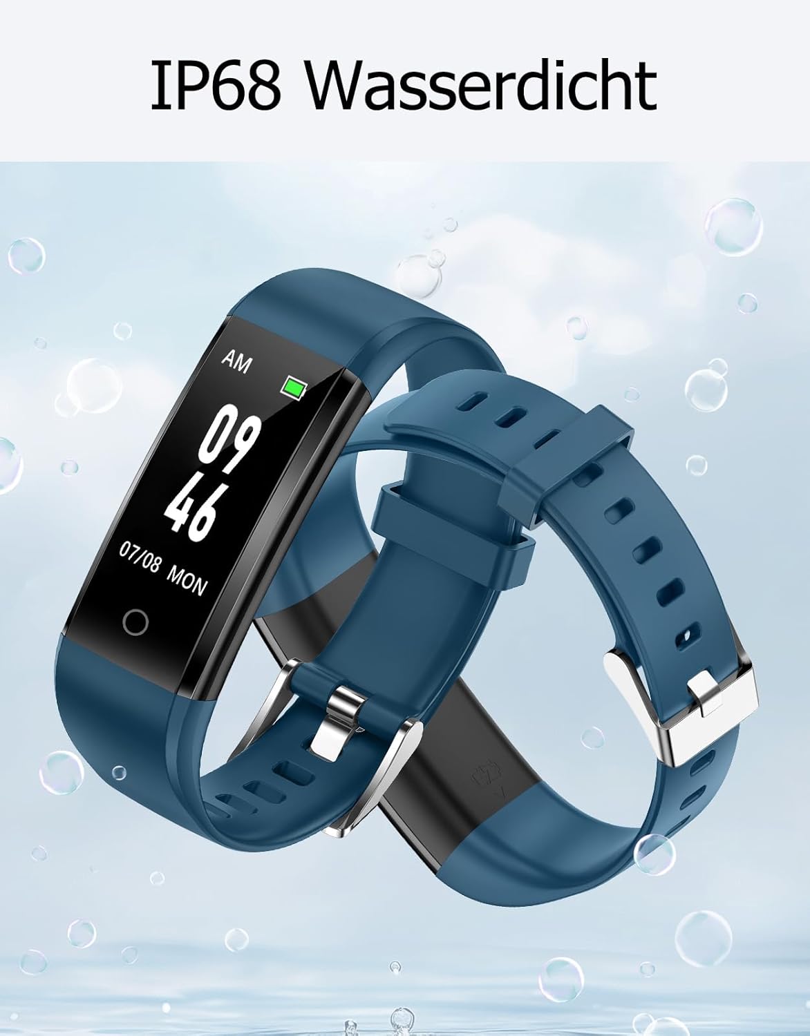 Schrittzähler Fitnessuhr ohne Handy-Anbindung, Blau